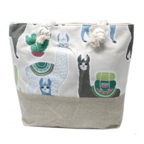 Rope Handle Bag - Llamas