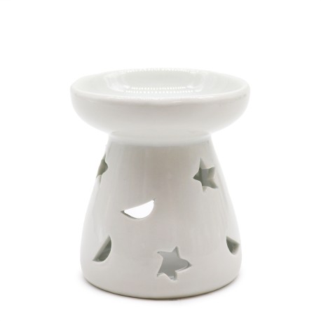 Sm Classic White Oil Burner - Moon & Star