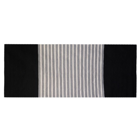 Indian Cotton Rug - 70x170cm - Black / Grey