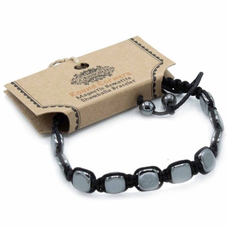 Magnetic Hematite Shamballa Bracelet -  Round Corners