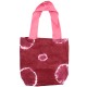 Natural Tye-Dye Cotton Bag (8oz) - 38x42x12cm - Maroon Rings - Pink Handle