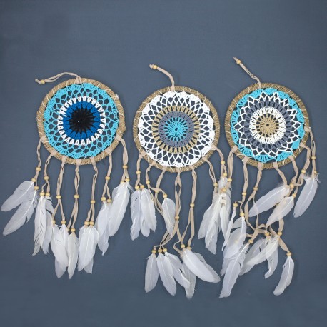 Pastel Blue MacramÃ© Dream Catcher 16cm (asst colours)