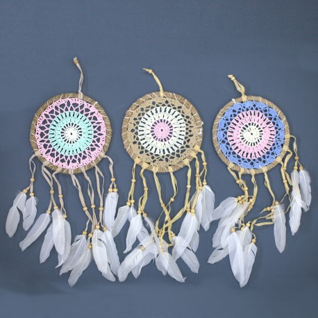 Pastel Pink MacramÃ© Dream Catcher 16cm (asst colours)