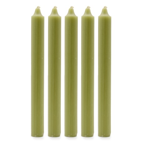 Solid Colour Dinner Candles - Rustic Olive - Pack of 5