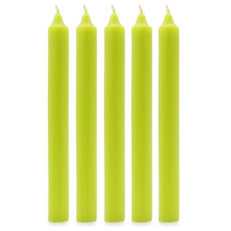 Solid Colour Dinner Candles - Rustic Lime Green - Pack of 5