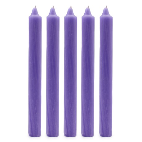 Solid Colour Dinner Candles - Rustic Lilac - Pack of 5