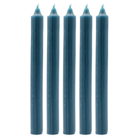 Solid Colour Dinner Candles - Rustic Teal - Pack of 5