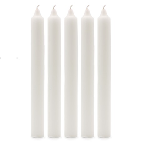 Solid Colour Dinner Candles - Rustic White - Pack of 5