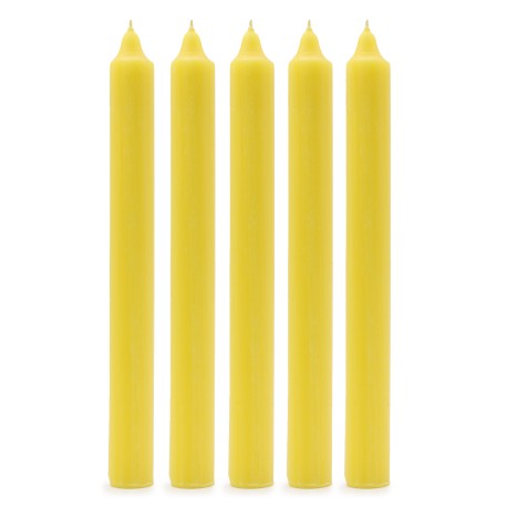 Solid Colour Dinner Candles - Rustic Lemon - Pack of 5