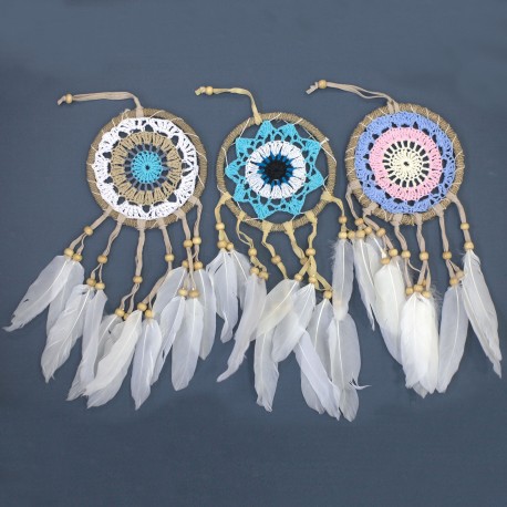 Pastel Blue MacramÃ© Dream Catcher 12cm (asst colours)