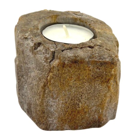 Petrified Wood Candle Holder - Single Low