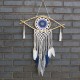 Protection Dream Catcher - Med Macrame Evil Eye White/ Blue/Grey