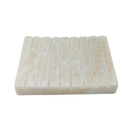 White Onxy Ridged Soap Dish