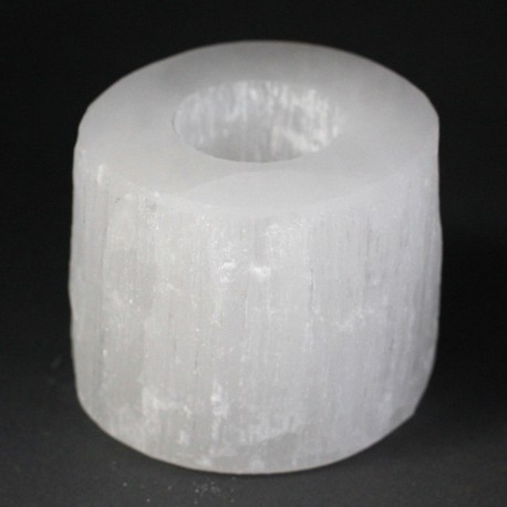 Selenite Cylinder Candle Holder - 8 cm