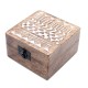 White Washed Wooden Box - 4x4 Aztec Design