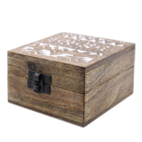 White Washed Wooden Box - 4x4 Slavic Design