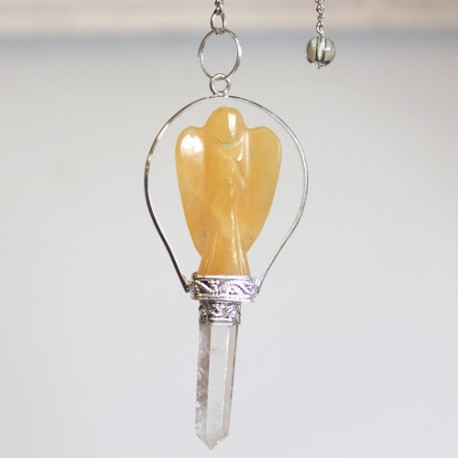 Angel Pendulum with Ring- Yellow Quartz