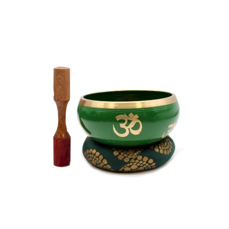 Lrg Tree of Life Singing Bowl Set- Green 14cm