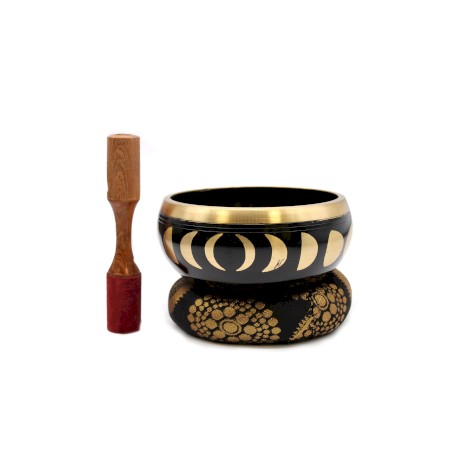 Lrg Moon Phase Singing Bowl Set- Black 14cm