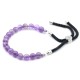 925 Silver Plated Gemstone Black String Bracelet - Amethyst