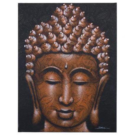 Buddha Painting - Copper Brocade Detail