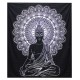 B&W Double Cotton Bedspread + Wall Hanging - Buddha