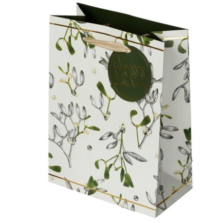 Christmas Botanical Mistletoe Gift Bag - Medium